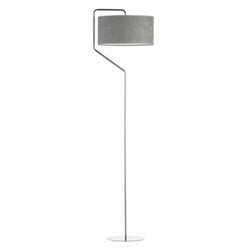 Lampa stojąca do salonu nowoczesna szara TESALLIA glamour z welurowym abażurem LYSNE