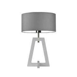 Lampka nocna do sypialni Clio nowoczesna szara z abażurem glamour drewniana LYSNE 47 cm