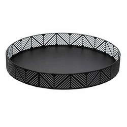 Frieze okrągła taca dekoracyjna metalowa czarna 30 cm nowoczesna do serwowania przekąsek