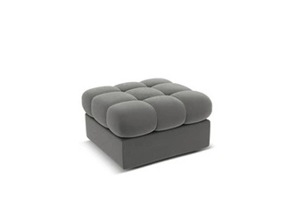 Pufa welurowa pikowana Justin Light Grey 60x60 cm do salonu i sypialni szara glamour