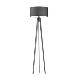 Lampa stojąca do salonu drewniana glamour Miami grafitowy abażur trójnóg personalizacja Lysne