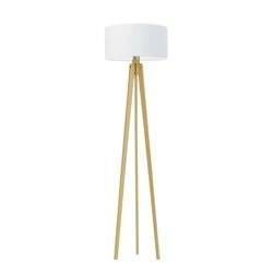 Lampa podłogowa trójnóg MIAMI Lysne biała z abażurem drewniana do salonu personalizowana