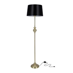 Lampa stojąca do salonu Prima gold nowoczesna złota z czarnym abażurem CANDELLUX 135 cm