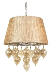 Lampa wisząca glamour Elissa z drewnem i szkłem do salonu i jadalni regulowana 40 cm