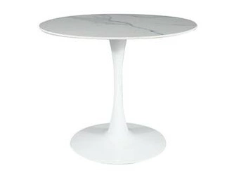 Stół okrągły Esmeralda 90 cm biały marmur glamour do jadalni i kuchni nowoczesny Intesi