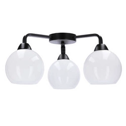Nowoczesna lampa sufitowa Caldera czarna 3 klosze szklane do salonu i kuchni