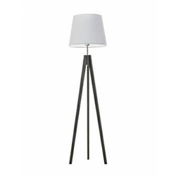Lampa podłogowa drewniana ARUBA Lysne trójnóg z abażurem szarym do salonu lub sypialni