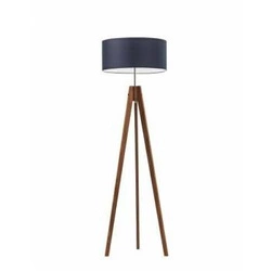 Lampa podłogowa drewniana HAITI Lysne granatowy abażur glamour do salonu i sypialni