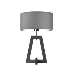 Lampka nocna do sypialni Clio szara nowoczesna z abażurem drewniana popielata personalizowana