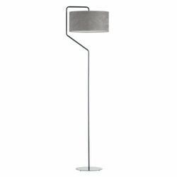 Lampa podłogowa do salonu TESALLIA szara welurowy abażur nowoczesna glamour Lysne 156 cm