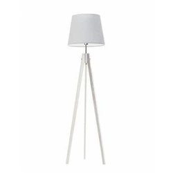 Lampa stojąca drewniana trójnóg z abażurem Aruba szara do salonu i sypialni Lysne