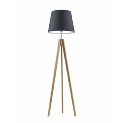 Lampa stojąca drewniana trójnóg ARUBA grafitowy abażur do salonu i sypialni Lysne