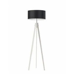 Lampa podłogowa HAITI czarna z abażurem drewniana glamour do salonu i sypialni LYSNE