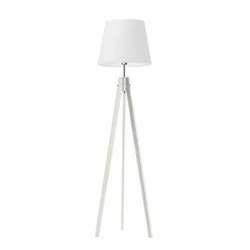 Lampa podłogowa trójnóg ARUBA biała drewniana z abażurem do salonu nowoczesna Lysne