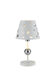 Lampka nocna glamour Batley biała z abażurem Ledea do sypialni i salonu 44 cm