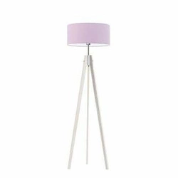 Lampa podłogowa drewniana HAITI z jasnoróżowym abażurem do salonu i sypialni Lysne