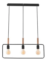 Lampa wisząca Frame czarna nowoczesna 3-punktowa do salonu, kuchni, jadalni, drewno