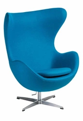 Fotel uszak Jajo D2.DESIGN niebieski kaszmir nowoczesny bujany obrotowy do salonu