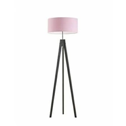 Lampa stojąca podłogowa HAITI jasny różowy abażur drewniana do pokoju dziecięcego Lysne