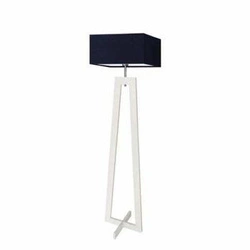 Lampa podłogowa JAWA granatowy abażur drewniana nowoczesna do salonu i sypialni Lysne