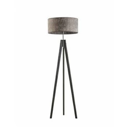 Lampa podłogowa HAITI szary melanż glamour drewniana z abażurem do salonu i sypialni Lysne