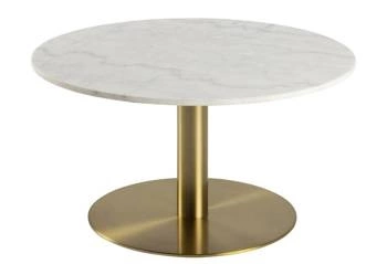 Okrągły stolik kawowy Corby 80 cm biały marmur złoty glamour do salonu Actona