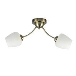 Klasyczna lampa sufitowa Zina patynowa szklana do salonu i jadalni CANDELLUX 2xE27