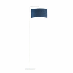 Lampa podłogowa do salonu BOLIVIA morska nowoczesna z welurowym abażurem Lysne 156 cm