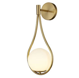 Kinkiet ścienny DROP biało złoty 45 cm nowoczesny do salonu i sypialni Step into Design