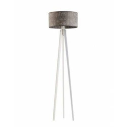 Lampa podłogowa trójnóg MIAMI szary melanż z abażurem drewniana do salonu glamour Lysne