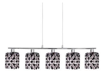 Lampa wisząca Royal glamour czarna z kryształkami 5-punktowa do salonu i jadalni