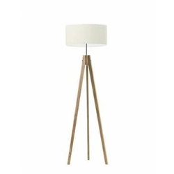 Lampa podłogowa drewniana HAITI Lysne z abażurem ecru glamour do salonu lub pokoju dziecka