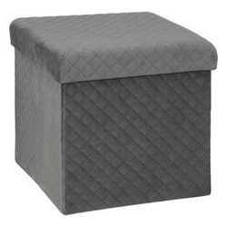 Pufa Kali welurowa szara 31x31 cm ze schowkiem do salonu i przedpokoju nowoczesna