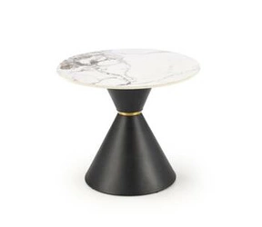 Stolik kawowy Javin S okrągły biały marmur czarny nowoczesny glamour do salonu 60 cm