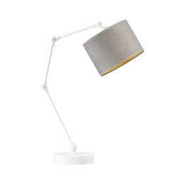 Lampka nocna ASMARA VELUR GOLD nowoczesna szara z welurowym abażurem i regulacją do sypialni