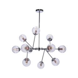 Lampa wisząca Best chrom szklana regulowana 12-punktowa do salonu i jadalni nowoczesna