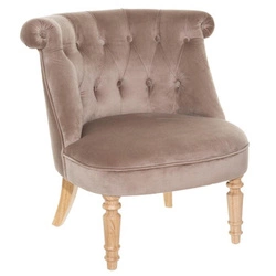 Fotel uszak do salonu Sixtine velvet beżowy ciemny glamour tapicerowany elegancki Atmosphera