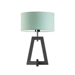Lampka nocna Clio glamour z miętowym abażurem i drewnianą podstawą do sypialni LYSNE