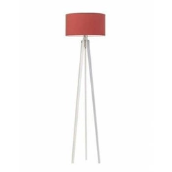 Lampa stojąca do salonu MIAMI glamour trójnóg drewniana z czerwonym abażurem Lysne 148 cm