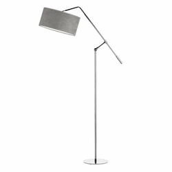 Lampa stojąca do salonu LIBERIA szara nowoczesna z regulacją wysokości z abażurem glamour