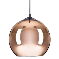 Lampa wisząca kula szklana MIRROR GLOW miedziana 25 cm do salonu nad stół