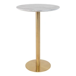 Stół okrągły barowy Bolzano glamour marmur złoty połysk do kuchni i jadalni 70 cm