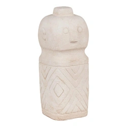 Figurka dekoracyjna cementowa Totem House Nordic beżowa do salonu w stylu boho 15 cm