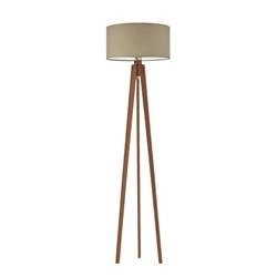 Lampa podłogowa trójnóg MIAMI Lysne beżowa z abażurem drewniana do salonu lub sypialni
