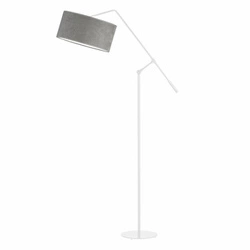 Lampa podłogowa stojąca Liberia szara z abażurem welurowym regulowana do salonu Lysne