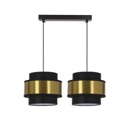Lampa wisząca Prestige czarna złota glamour do salonu i jadalni z abażurem 55 cm