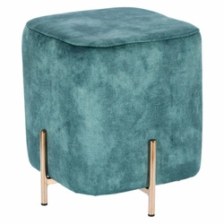 Pufa Izbit Velvet niebieska glamour na złotych nóżkach do salonu i toaletki 42,5 cm Intesi