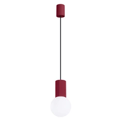 Nowoczesna lampa wisząca HALO 1 burgund szklana kula do salonu i sypialni SOLLUX