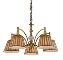 Lampa wisząca Austin 5-punktowa glamour z regulacją wysokości do salonu i jadalni patyna