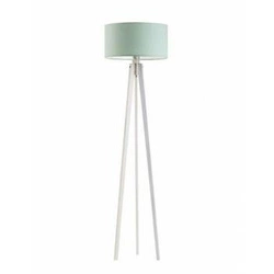 Lampa podłogowa trójnóg MIAMI miętowa z abażurem glamour do salonu i sypialni drewniana